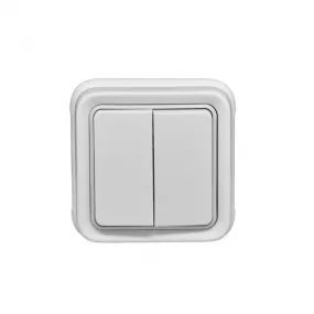 Double interrupteur ou va-et-vient Plexo complet IP55 encastré 10AX 250V - blanc - Legrand - 069855