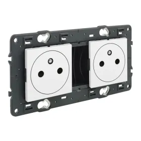 Valena Next Prise 2x2P+T Précâblée Affleurante Appareil Complet Blanc à Vis 